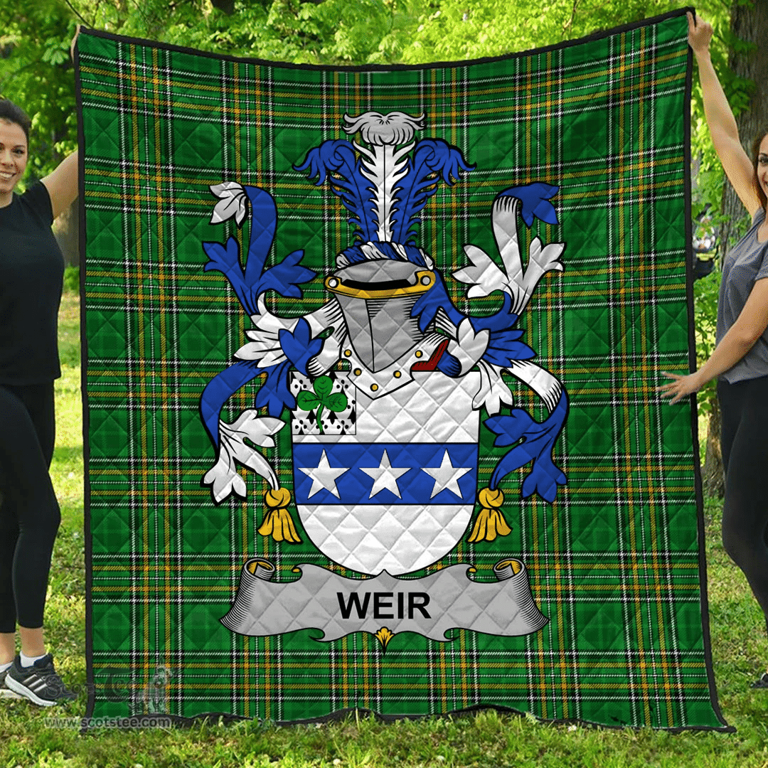 Scottish Weir Or Mcweir Irish Coat of Arms Family Crest Quilt Irish National Tartan Irish County Quilts