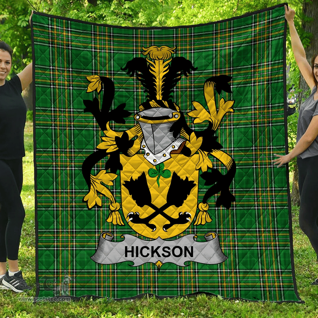Scottish Hickson Irish Coat of Arms Family Crest Quilt Irish National Tartan Irish County Quilts