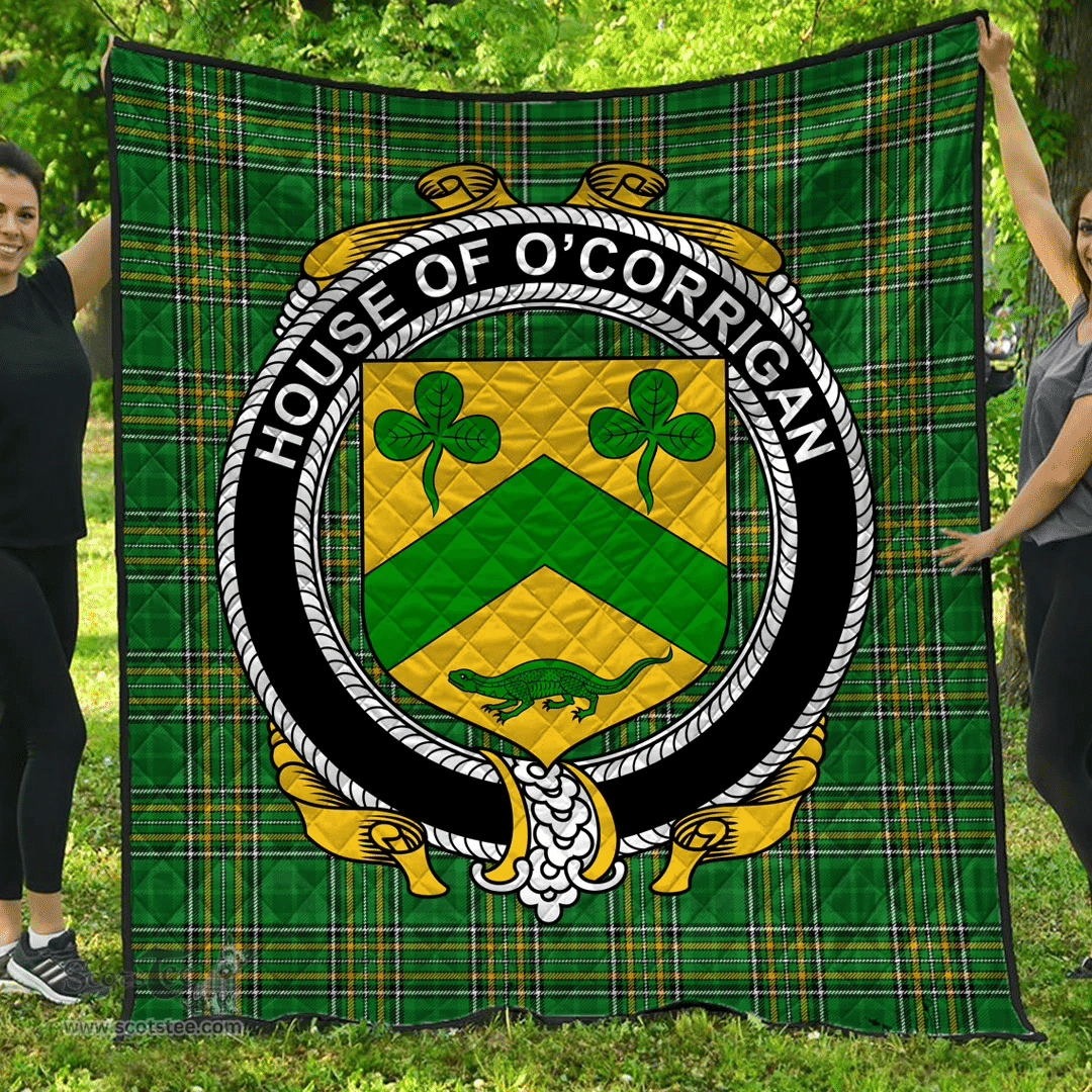 Scottish House Of O'Corrigan Irish Coat of Arms Family Crest Quilt Irish National Tartan Irish County Quilts