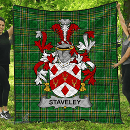 Scottish Staveley Irish Coat of Arms Family Crest Quilt Irish National Tartan Irish County Quilts