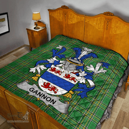 Scottish Gannon Or Mcgannon Irish Coat of Arms Family Crest Quilt Irish National Tartan Irish County Quilts