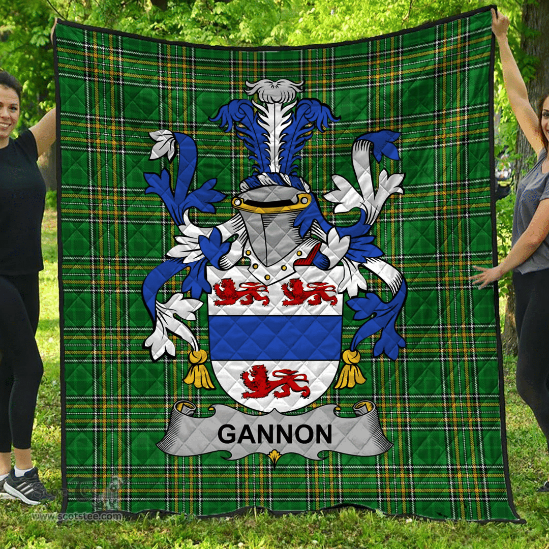 Scottish Gannon Or Mcgannon Irish Coat of Arms Family Crest Quilt Irish National Tartan Irish County Quilts