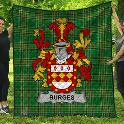 Scottish Burges Irish Coat of Arms Family Crest Quilt Irish National Tartan Irish County Quilts