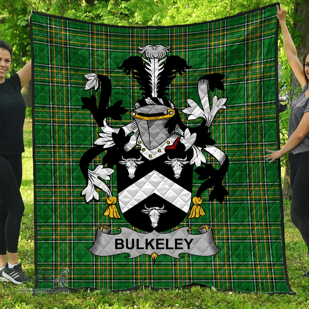 Scottish Bulkeley Irish Coat of Arms Family Crest Quilt Irish National Tartan Irish County Quilts