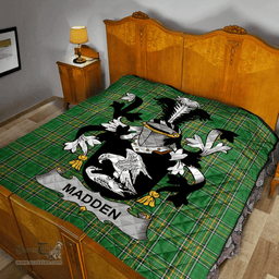 Scottish Madden Or O'Madden Irish Coat of Arms Family Crest Quilt Irish National Tartan Irish County Quilts