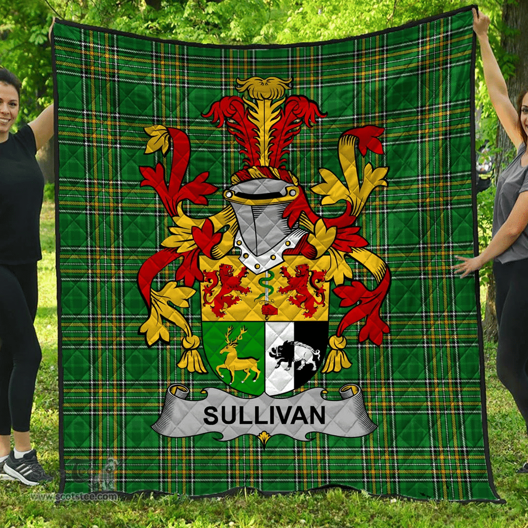 Scottish Sullivan Or O'Sullivan (Beare) Irish Coat of Arms Family Crest Quilt Irish National Tartan Irish County Quilts