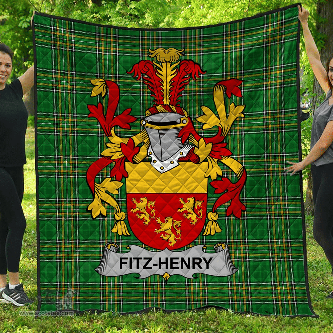 Scottish Fitz-Henry Irish Coat of Arms Family Crest Quilt Irish National Tartan Irish County Quilts