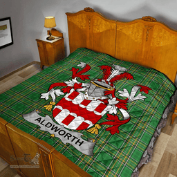 Scottish Aldworth Irish Coat of Arms Family Crest Quilt Irish National Tartan Irish County Quilts