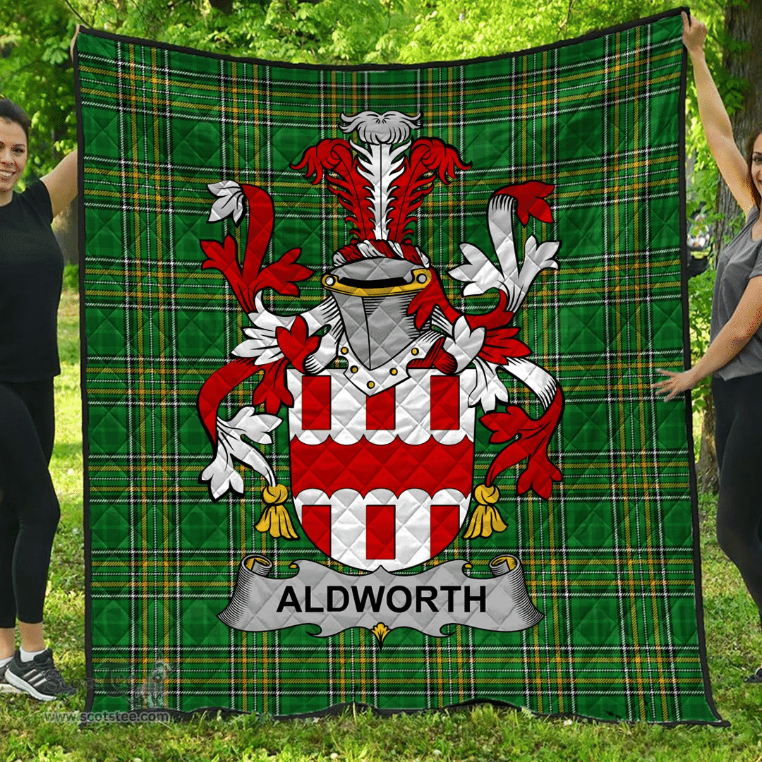 Scottish Aldworth Irish Coat of Arms Family Crest Quilt Irish National Tartan Irish County Quilts