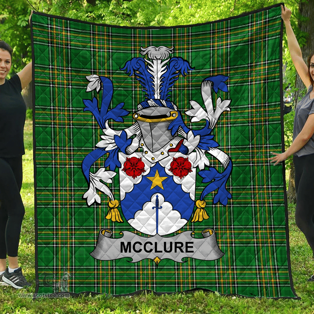 Scottish Mcclure Irish Coat of Arms Family Crest Quilt Irish National Tartan Irish County Quilts
