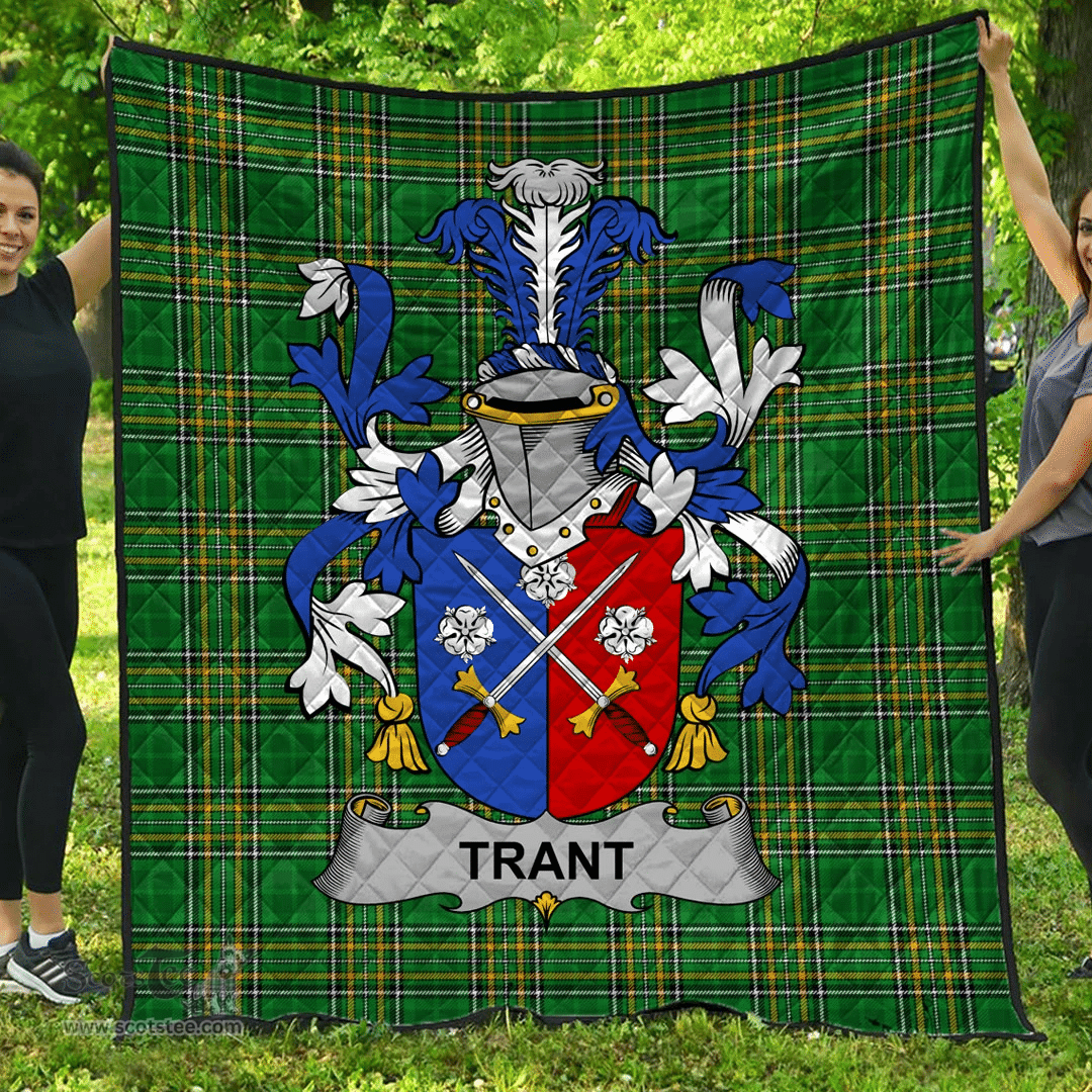 Scottish Trant Or Trent Irish Coat of Arms Family Crest Quilt Irish National Tartan Irish County Quilts