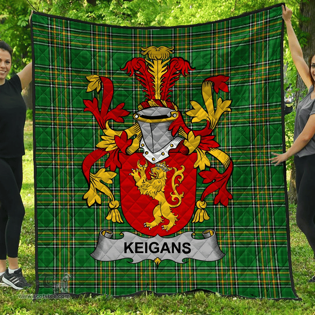 Scottish Keigans Or Mckeehan Irish Coat of Arms Family Crest Quilt Irish National Tartan Irish County Quilts