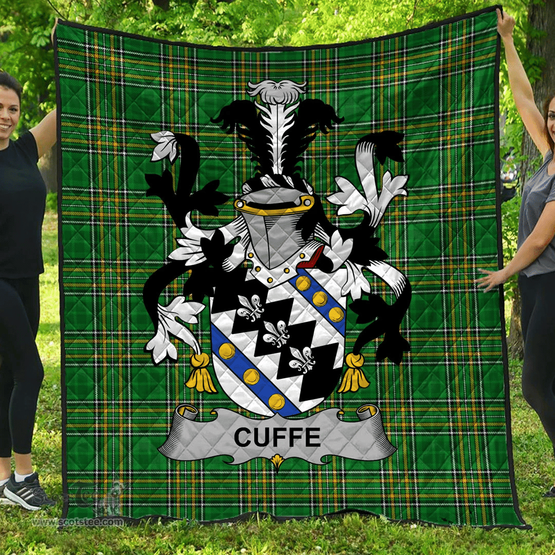 Scottish Cuffe Irish Coat of Arms Family Crest Quilt Irish National Tartan Irish County Quilts