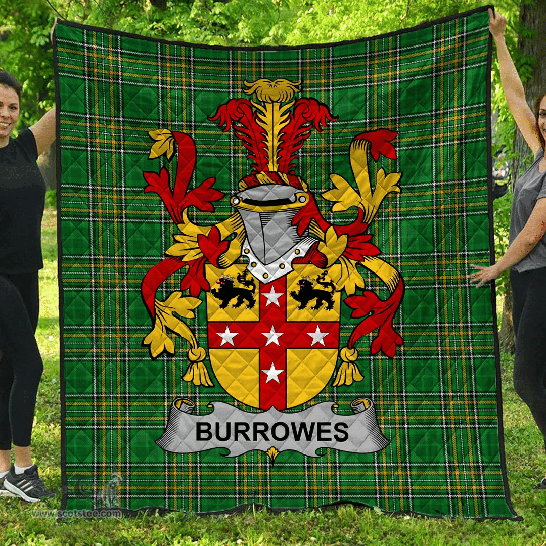 Scottish Burrowes Irish Coat of Arms Family Crest Quilt Irish National Tartan Irish County Quilts