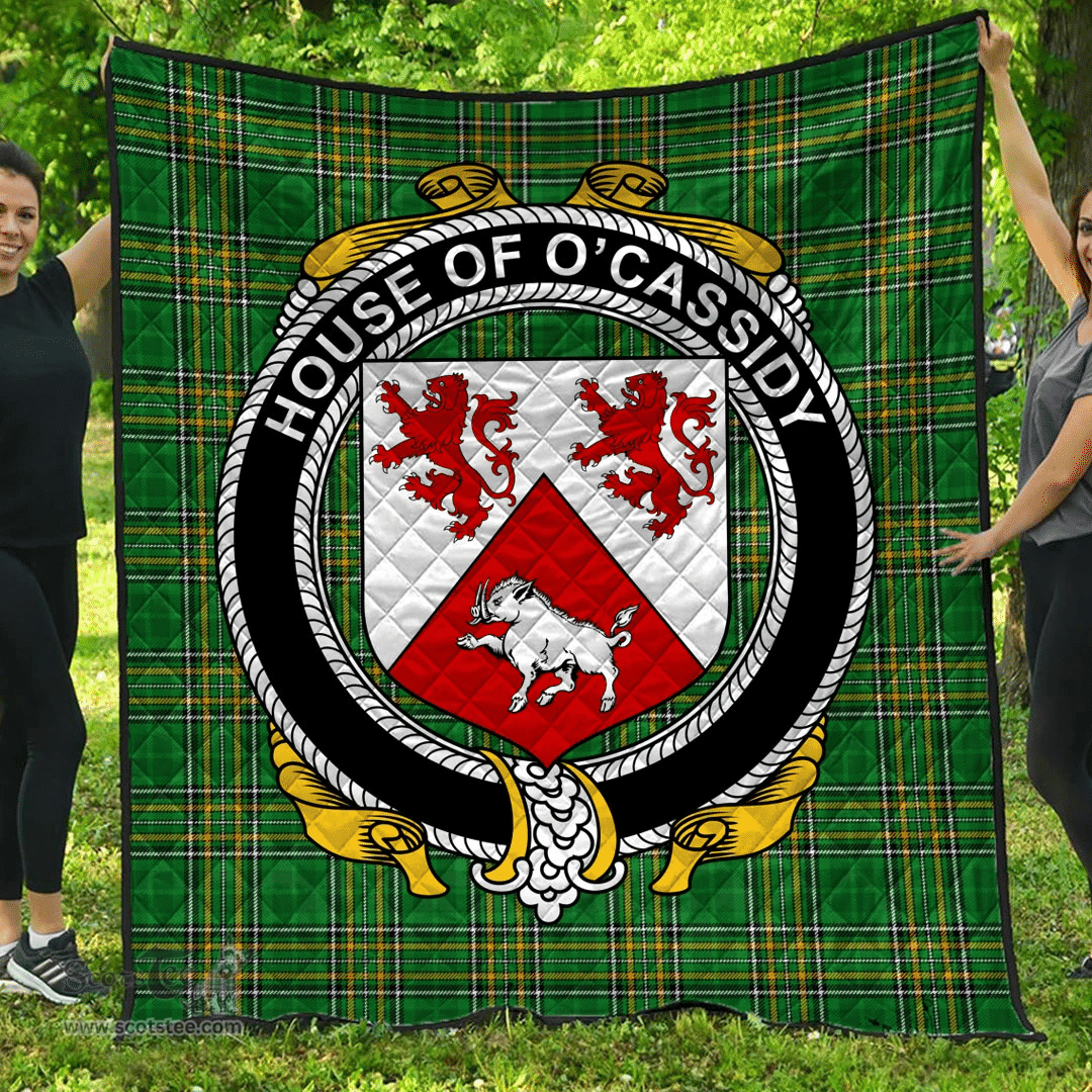 Scottish House Of O'Cassidy Irish Coat of Arms Family Crest Quilt Irish National Tartan Irish County Quilts