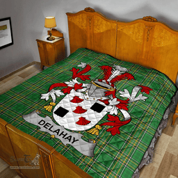 Scottish Delahay Irish Coat of Arms Family Crest Quilt Irish National Tartan Irish County Quilts
