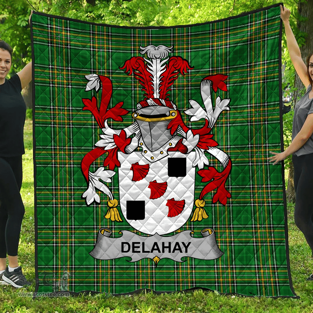 Scottish Delahay Irish Coat of Arms Family Crest Quilt Irish National Tartan Irish County Quilts