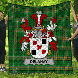 Scottish Delahay Irish Coat of Arms Family Crest Quilt Irish National Tartan Irish County Quilts