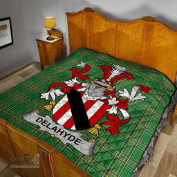 Scottish Delahyde Irish Coat of Arms Family Crest Quilt Irish National Tartan Irish County Quilts