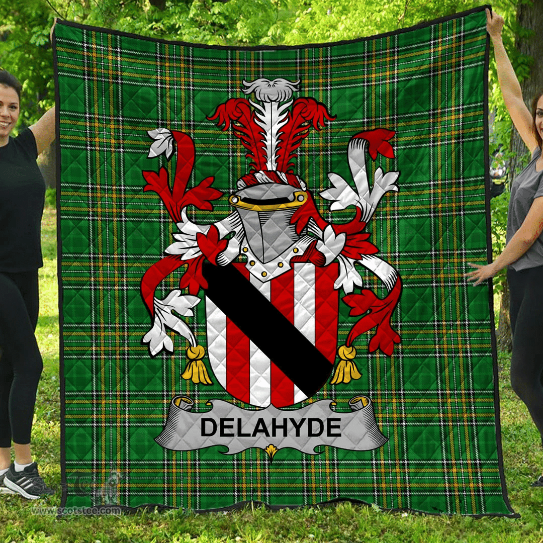Scottish Delahyde Irish Coat of Arms Family Crest Quilt Irish National Tartan Irish County Quilts