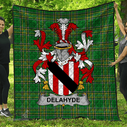 Scottish Delahyde Irish Coat of Arms Family Crest Quilt Irish National Tartan Irish County Quilts