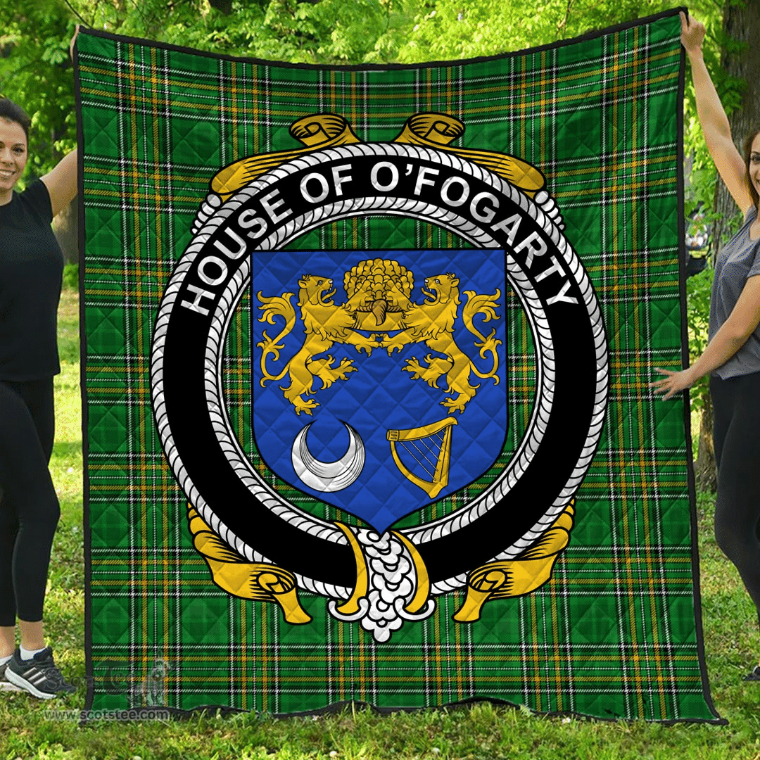Scottish House Of O'Fogarty Irish Coat of Arms Family Crest Quilt Irish National Tartan Irish County Quilts