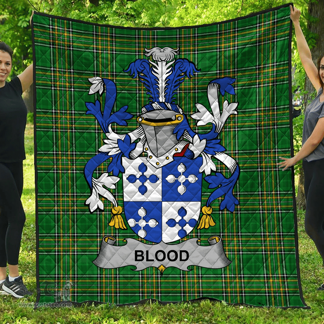 Scottish Blood Irish Coat of Arms Family Crest Quilt Irish National Tartan Irish County Quilts