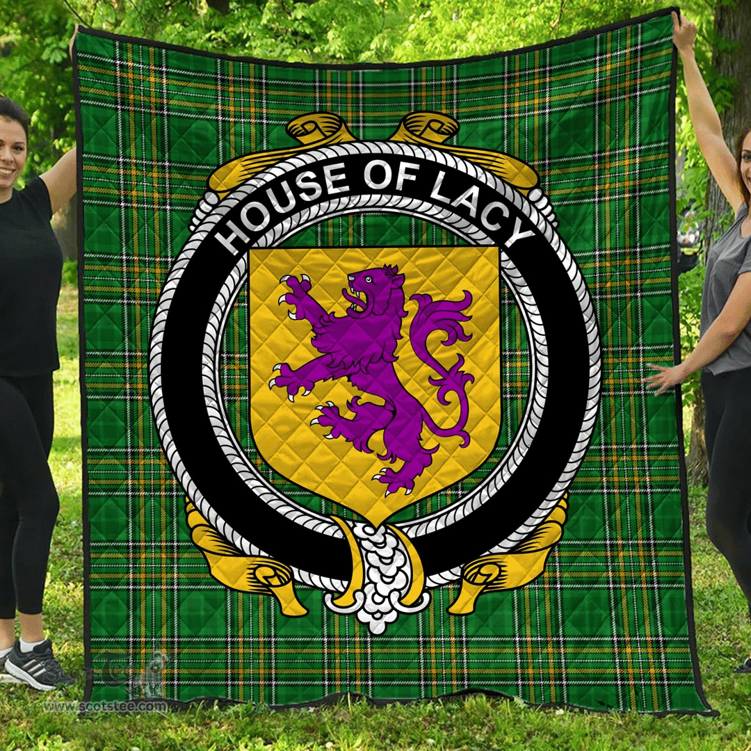 Scottish House Of Lacy Irish Coat of Arms Family Crest Quilt Irish National Tartan Irish County Quilts