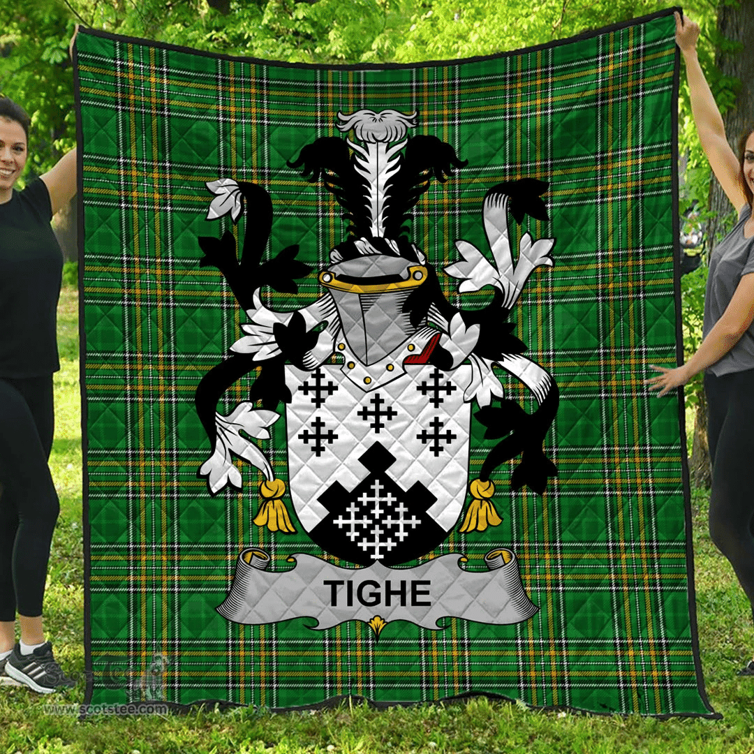 Scottish Tighe Or O'Teague Irish Coat of Arms Family Crest Quilt Irish National Tartan Irish County Quilts