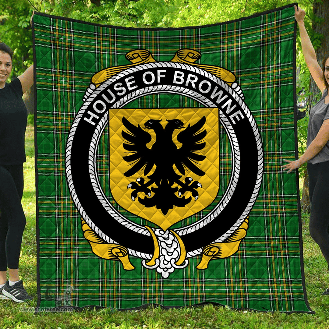 Scottish House Of Browne Irish Coat of Arms Family Crest Quilt Irish National Tartan Irish County Quilts