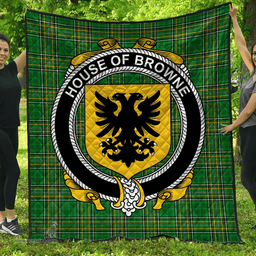 Scottish House Of Browne Irish Coat of Arms Family Crest Quilt Irish National Tartan Irish County Quilts
