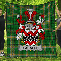 Scottish Cadwell Or Caddell Irish Coat of Arms Family Crest Quilt Irish National Tartan Irish County Quilts