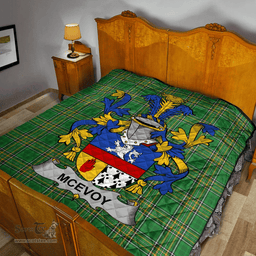 Scottish Mcevoy Or Mckelvey Irish Coat of Arms Family Crest Quilt Irish National Tartan Irish County Quilts