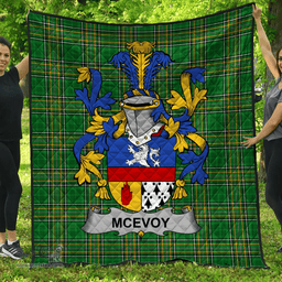 Scottish Mcevoy Or Mckelvey Irish Coat of Arms Family Crest Quilt Irish National Tartan Irish County Quilts