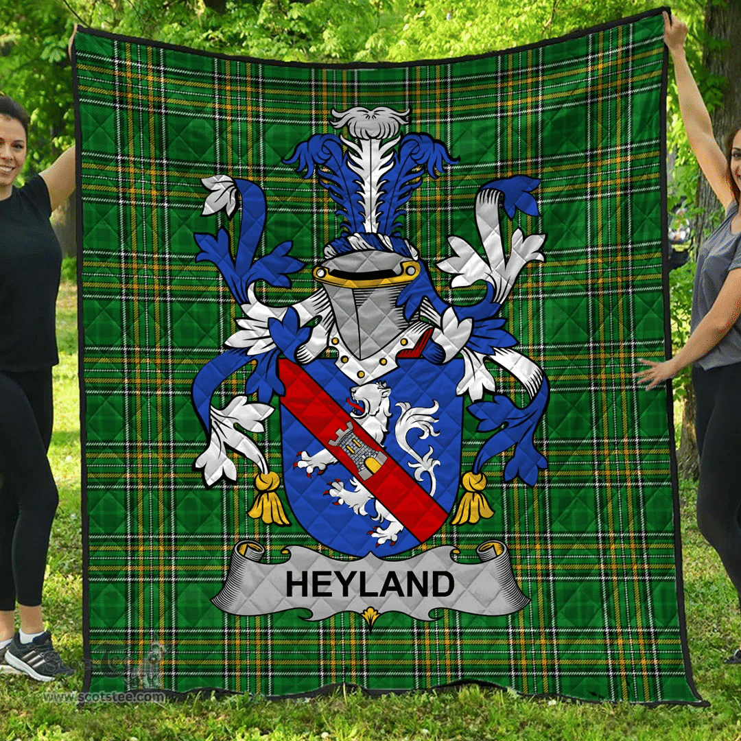 Scottish Heyland Irish Coat of Arms Family Crest Quilt Irish National Tartan Irish County Quilts
