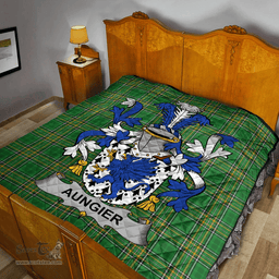 Scottish Aungier Irish Coat of Arms Family Crest Quilt Irish National Tartan Irish County Quilts