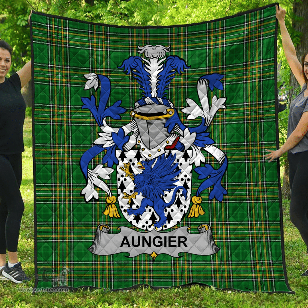 Scottish Aungier Irish Coat of Arms Family Crest Quilt Irish National Tartan Irish County Quilts