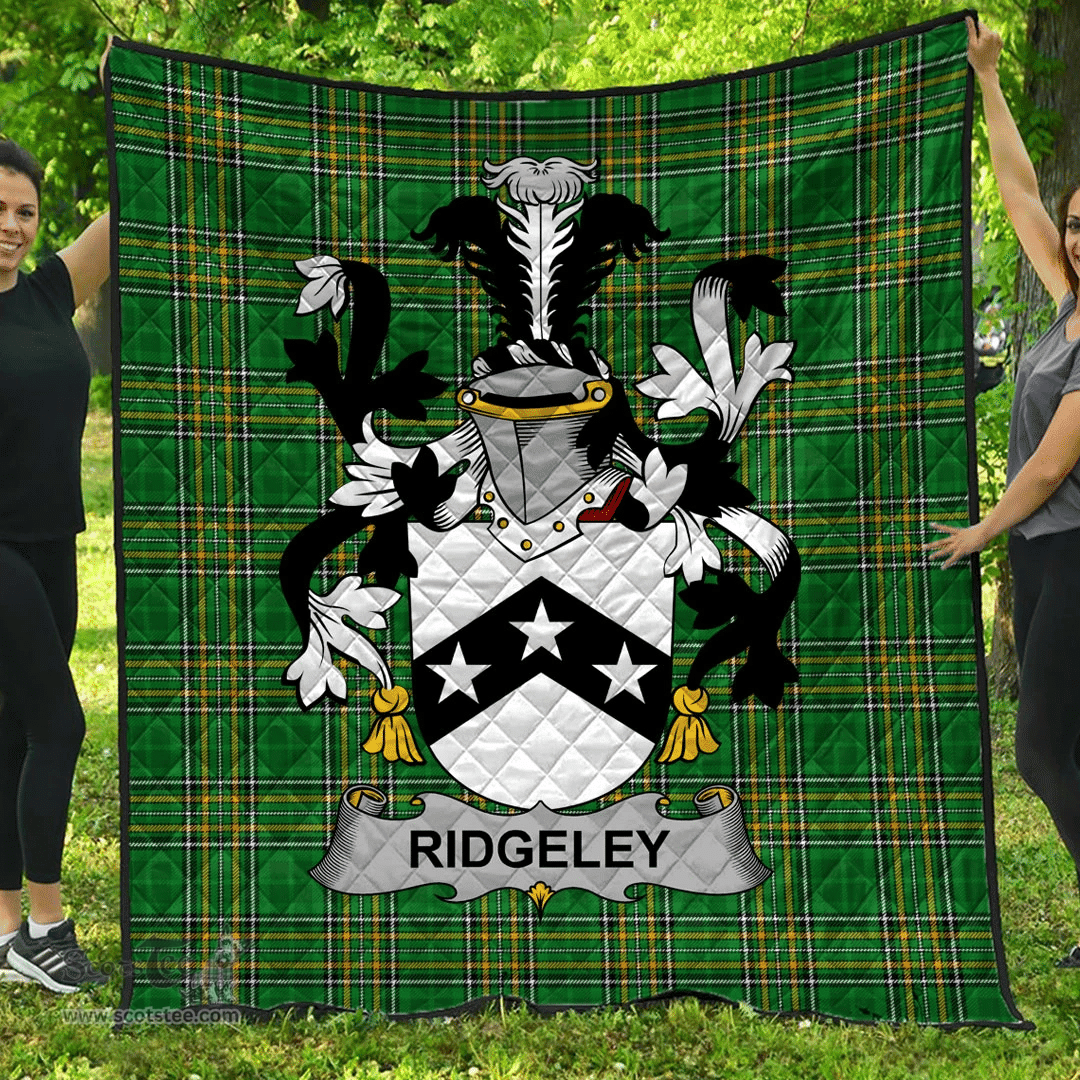 Scottish Ridgeley Irish Coat of Arms Family Crest Quilt Irish National Tartan Irish County Quilts