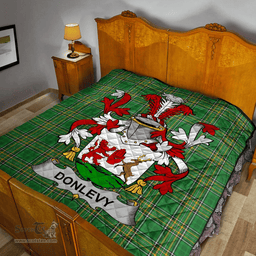 Scottish Donlevy Or O'Donlevy Irish Coat of Arms Family Crest Quilt Irish National Tartan Irish County Quilts