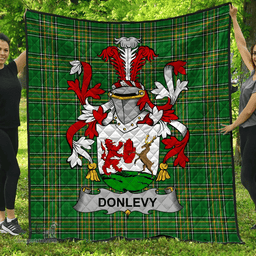 Scottish Donlevy Or O'Donlevy Irish Coat of Arms Family Crest Quilt Irish National Tartan Irish County Quilts