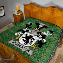 Scottish Stapleton Irish Coat of Arms Family Crest Quilt Irish National Tartan Irish County Quilts