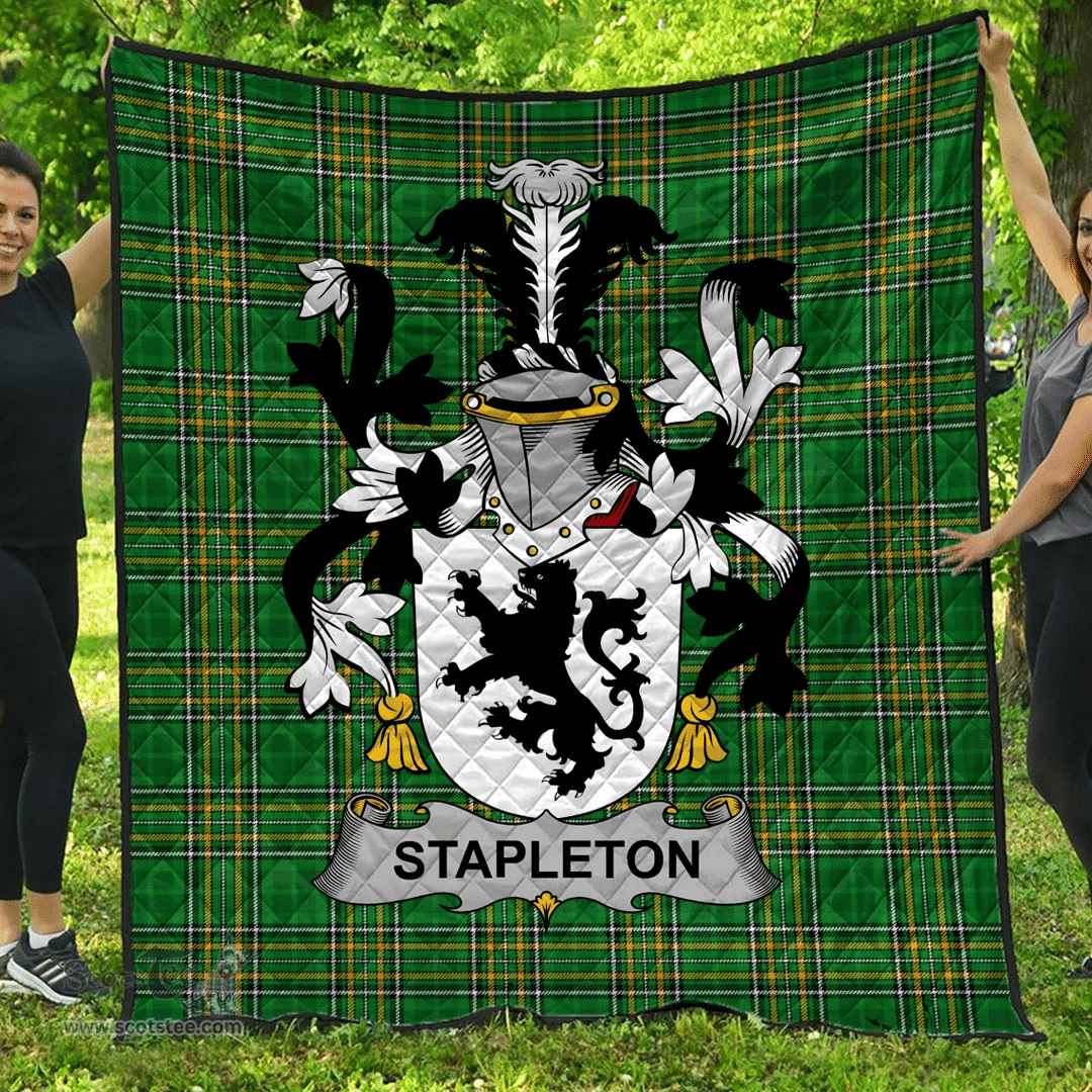 Scottish Stapleton Irish Coat of Arms Family Crest Quilt Irish National Tartan Irish County Quilts