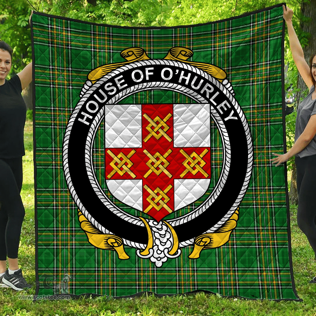 Scottish House Of O'Hurley Irish Coat of Arms Family Crest Quilt Irish National Tartan Irish County Quilts