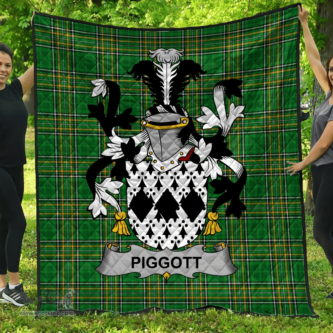 Scottish Piggott Irish Coat of Arms Family Crest Quilt Irish National Tartan Irish County Quilts