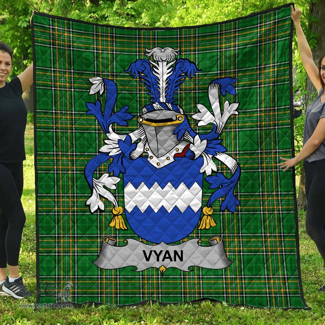Scottish Vyan Irish Coat of Arms Family Crest Quilt Irish National Tartan Irish County Quilts