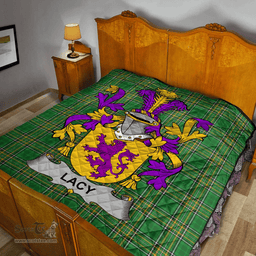 Scottish Lacy Or De Lacy Irish Coat of Arms Family Crest Quilt Irish National Tartan Irish County Quilts