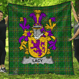 Scottish Lacy Or De Lacy Irish Coat of Arms Family Crest Quilt Irish National Tartan Irish County Quilts