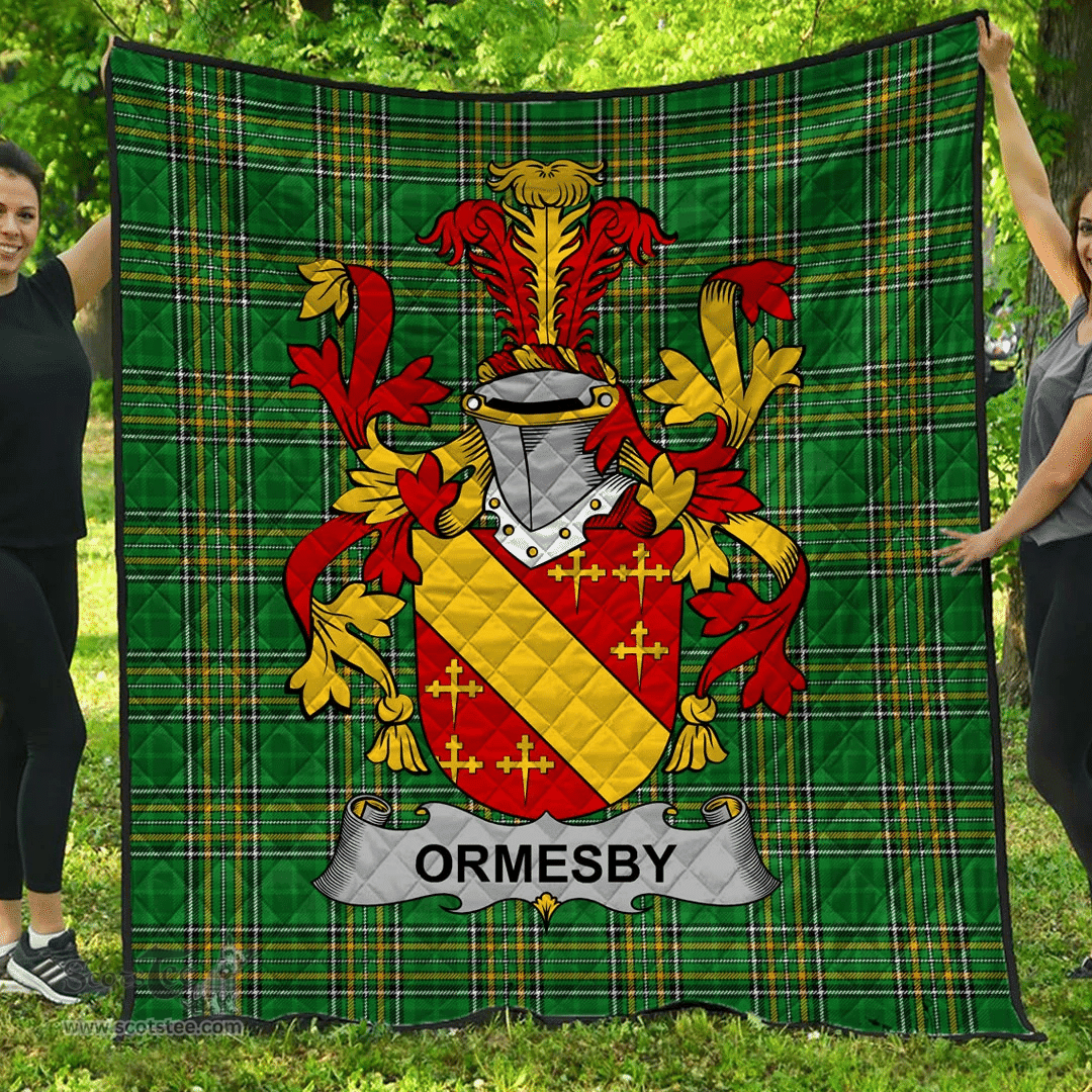 Scottish Ormesby Irish Coat of Arms Family Crest Quilt Irish National Tartan Irish County Quilts
