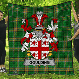 Scottish Goulding Or O'Goillin Irish Coat of Arms Family Crest Quilt Irish National Tartan Irish County Quilts