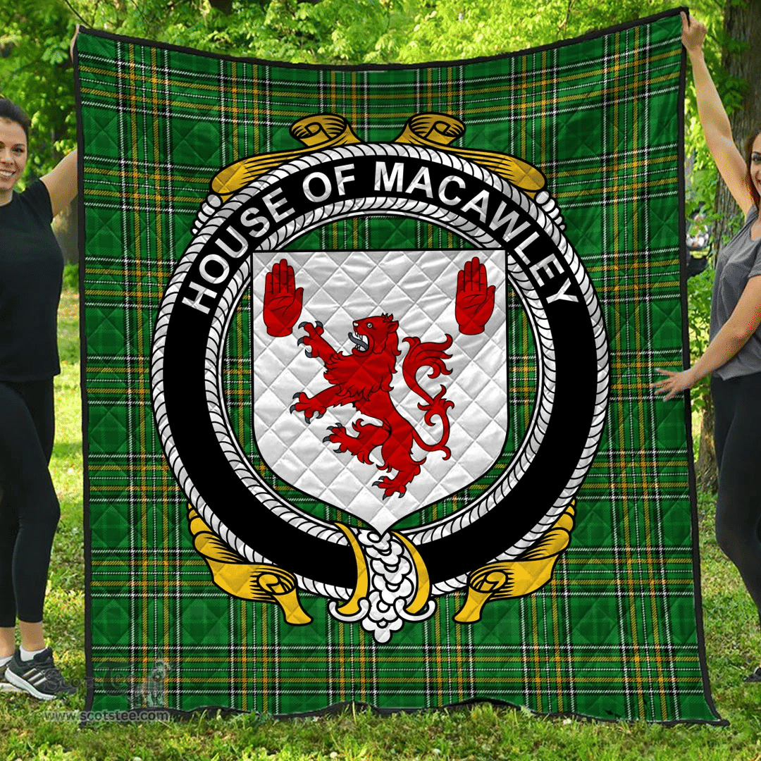 Scottish House Of Macawley Irish Coat of Arms Family Crest Quilt Irish National Tartan Irish County Quilts